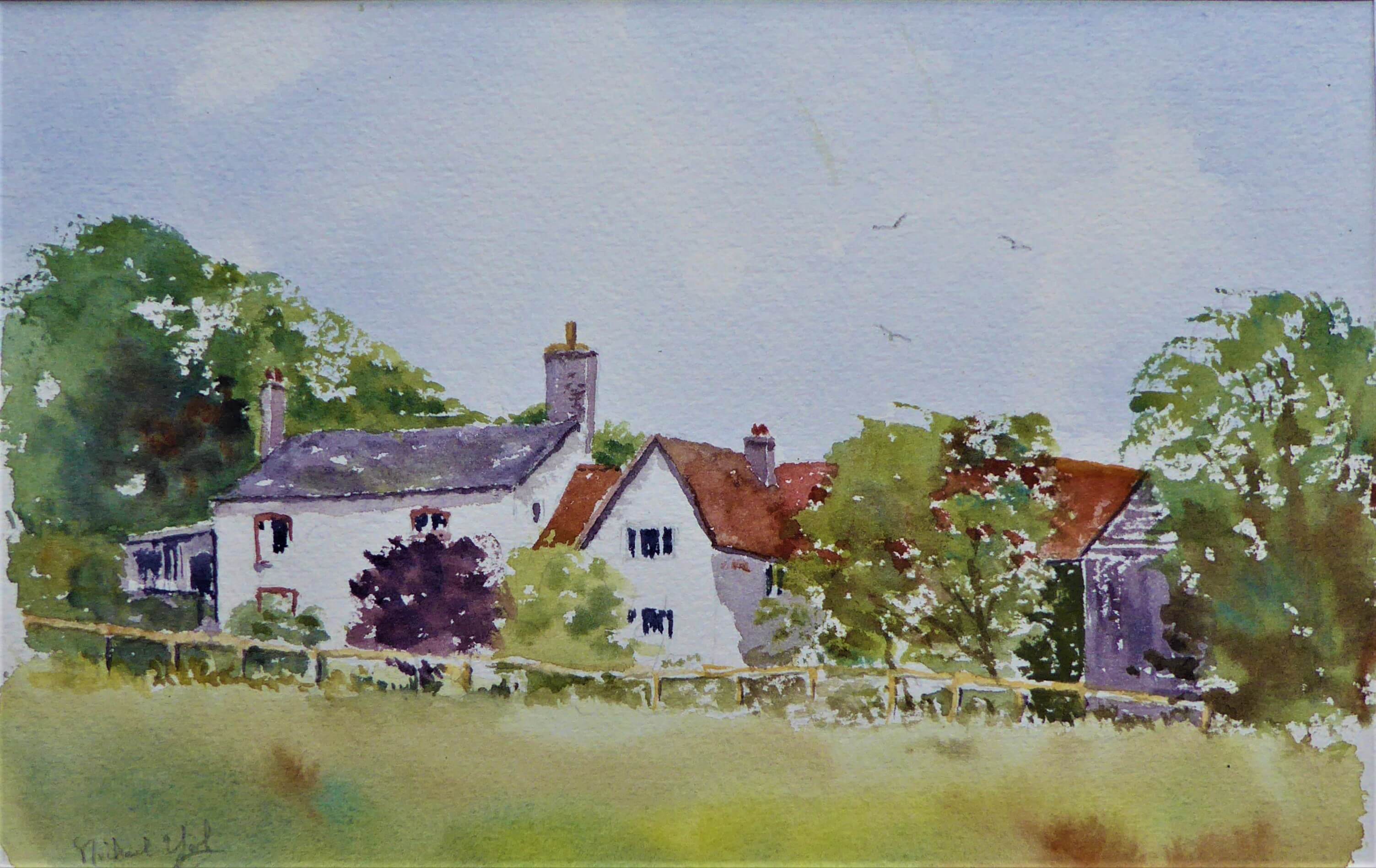 Watercolor painting of Road Farm
